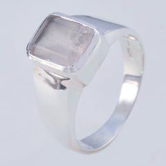 Nisa Signet Pink Solitaire Ring Rose Quartz Pink