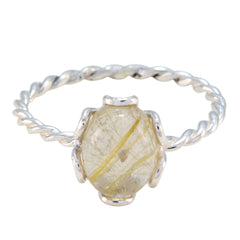 Yuki Twist Golden Solitaire Ring Rutile Quartz Yellow