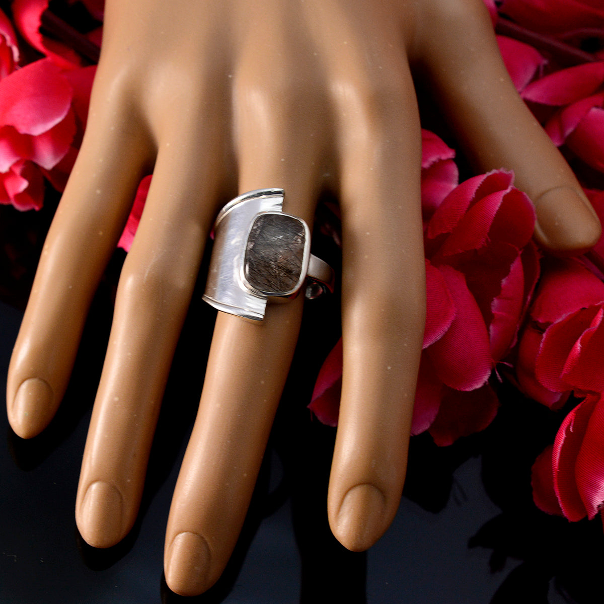Scarlett Contemporary Black Solitaire Ring
