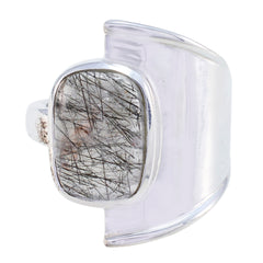 Scarlett Contemporary Black Solitaire Ring Rutile Quartz Black