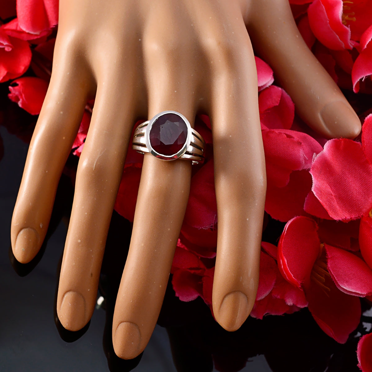 Kristine Cultural Red Solitaire Ring