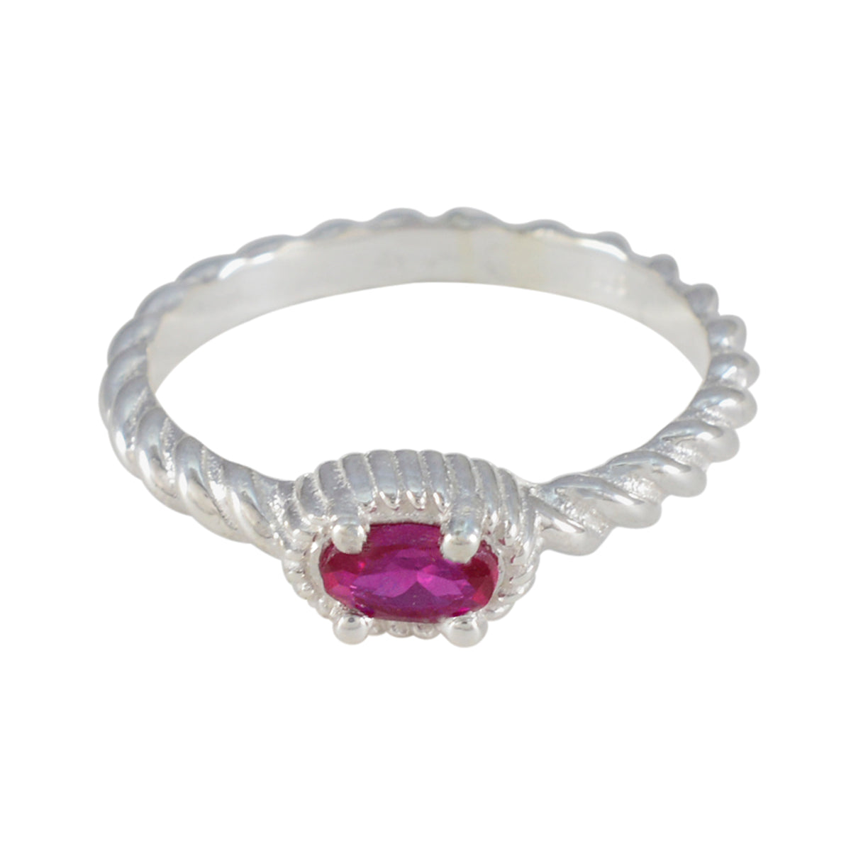 Jiwoo Contemporary Red Solitaire Ring Ruby CZ Red