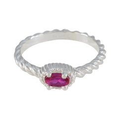 Jiwoo Contemporary Red Solitaire Ring Ruby CZ Red