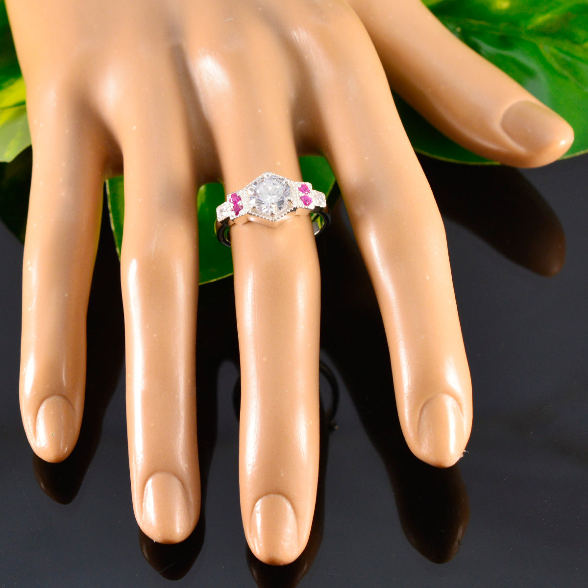 Ananya Boho Red Halo Ring