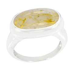 Alejandra Sophisticated Golden Solitaire Ring Rutile Quartz Yellow