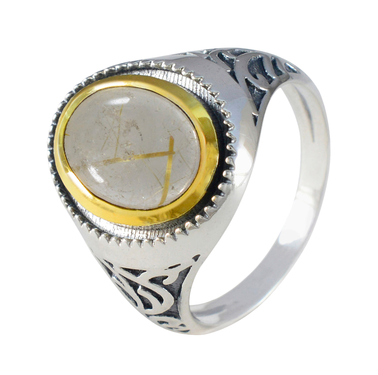 Inès Filigree Golden Solitaire Ring