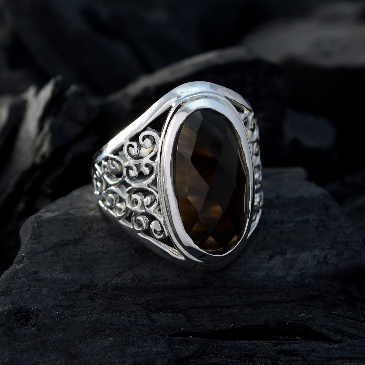 Elena Filigree Brown Solitaire Ring