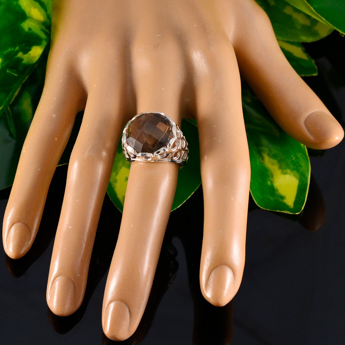 Ivy Filigree Brown Solitaire Ring