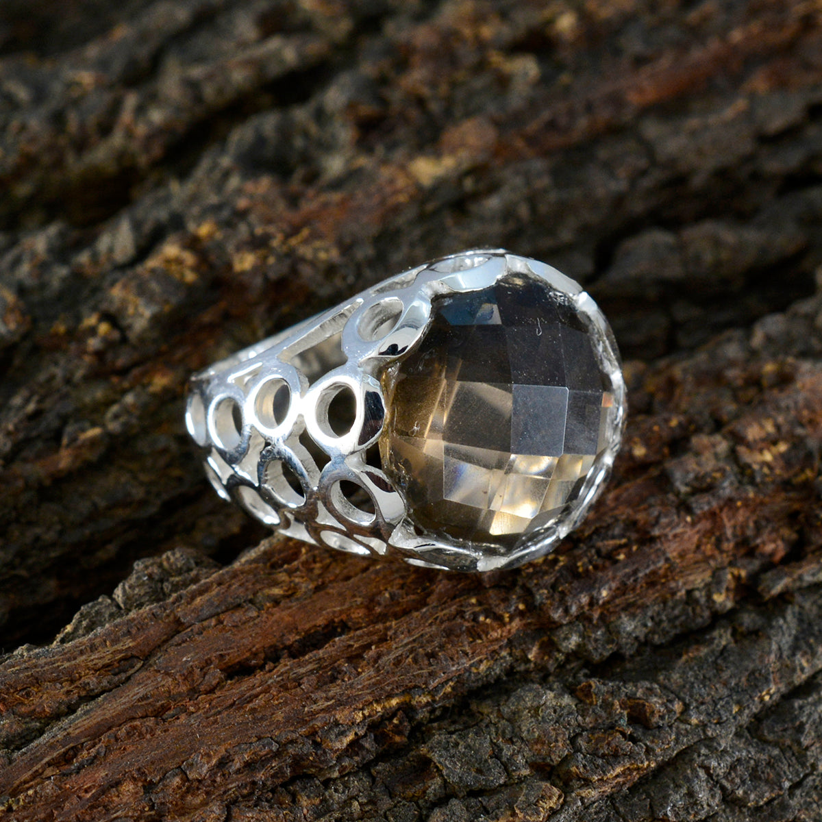Ivy Filigree Brown Solitaire Ring