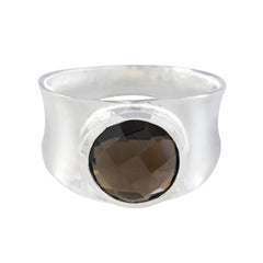 Freya Armor Brown Solitaire Band Smoky Quartz Brown
