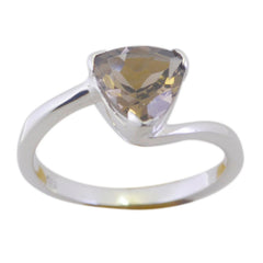 Elena Geometric Brown Solitaire Ring smoky quartz Brown