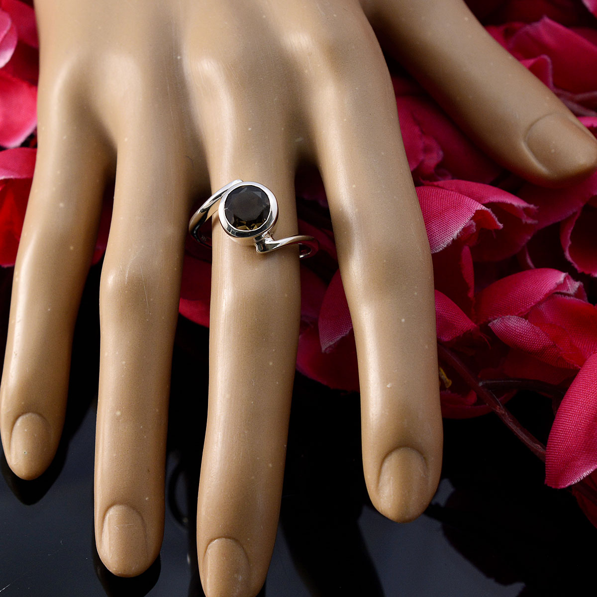Noelia Artisan Brown Solitaire Ring