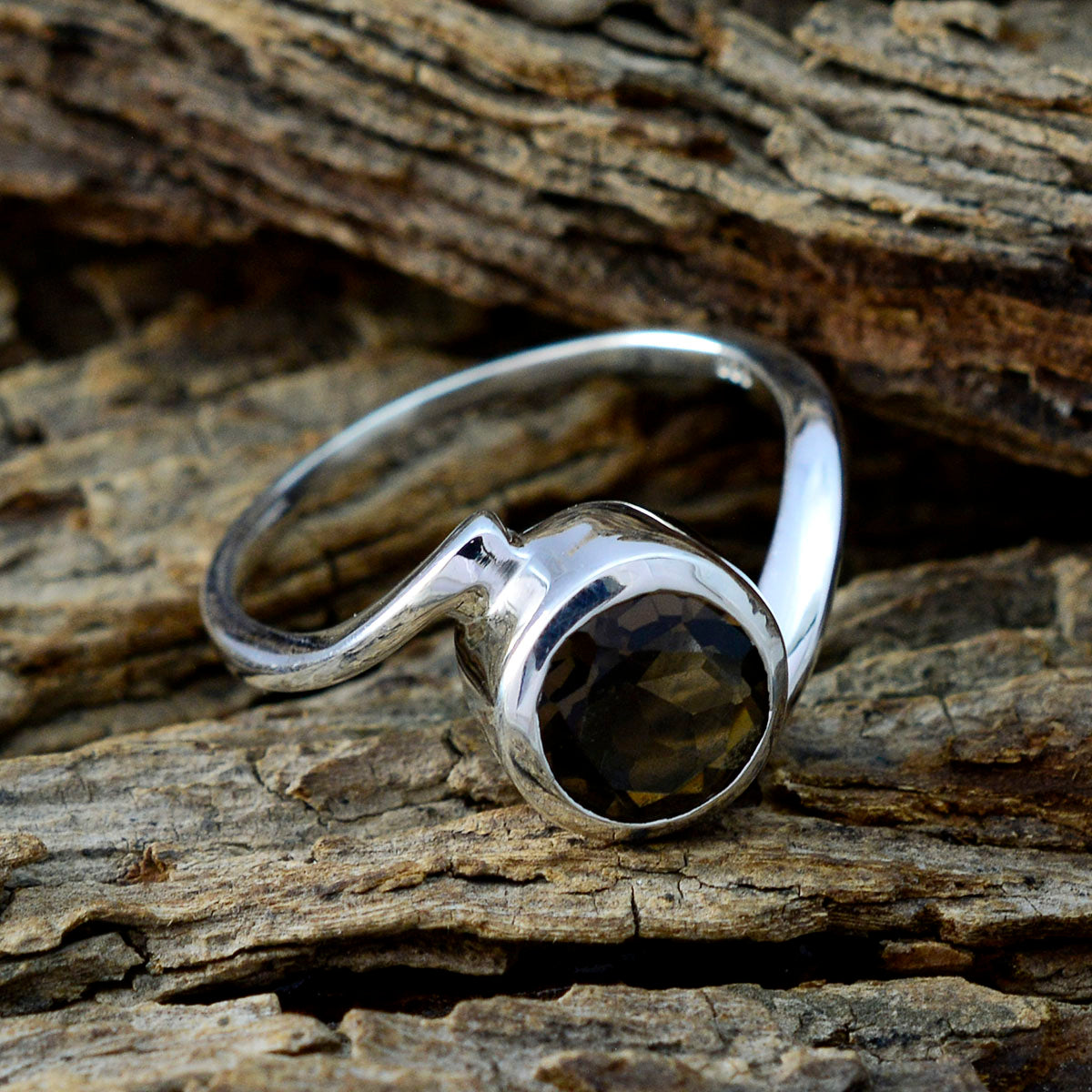 Noelia Artisan Brown Solitaire Ring