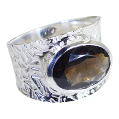 Ida Oversized Brown Solitaire Band smoky quartz Brown