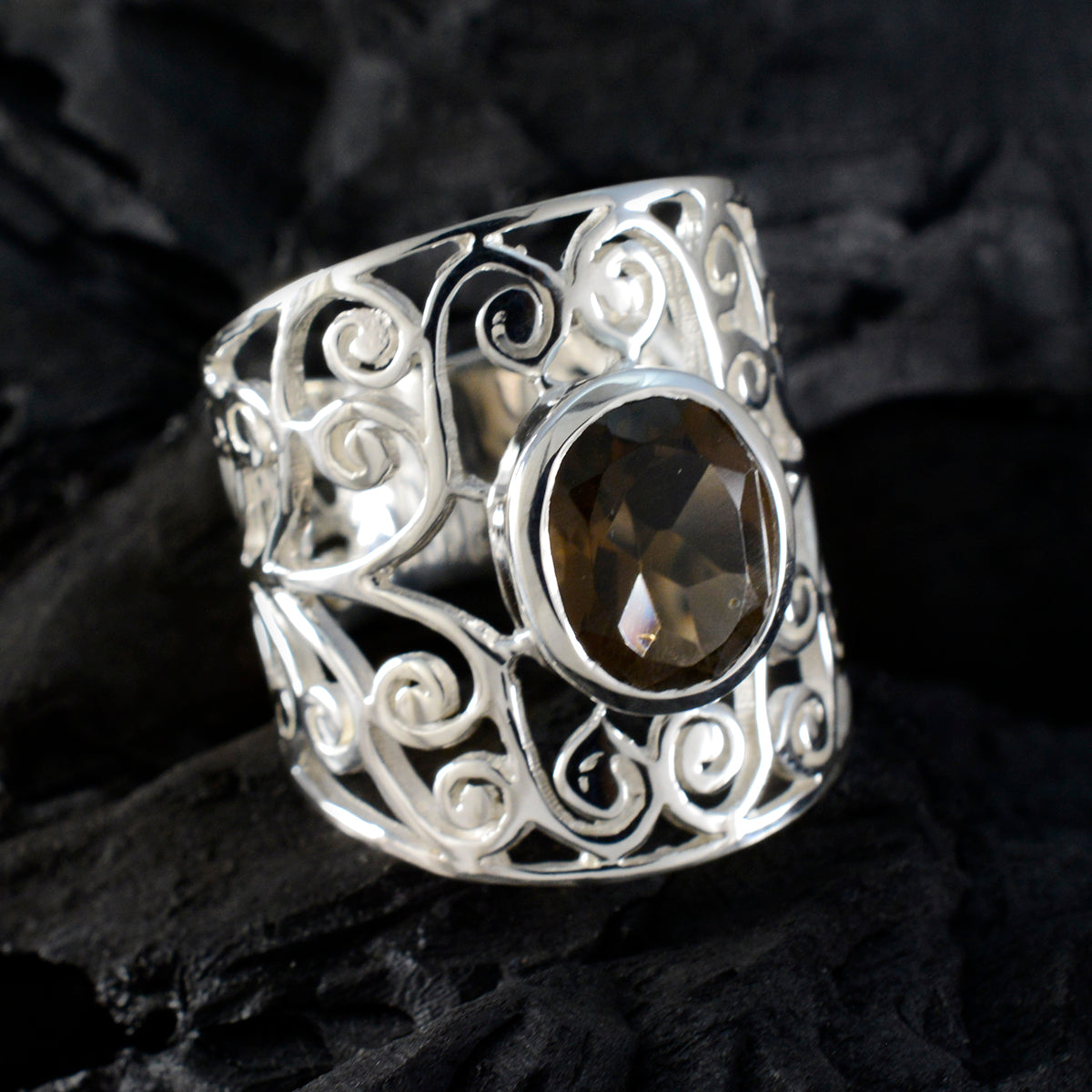 Laura Filigree Brown Solitaire Ring