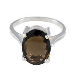 Ana Boho Brown Solitaire Ring Smoky Quartz Brown