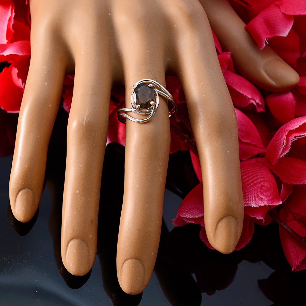 Alina Feminine Brown Solitaire Ring