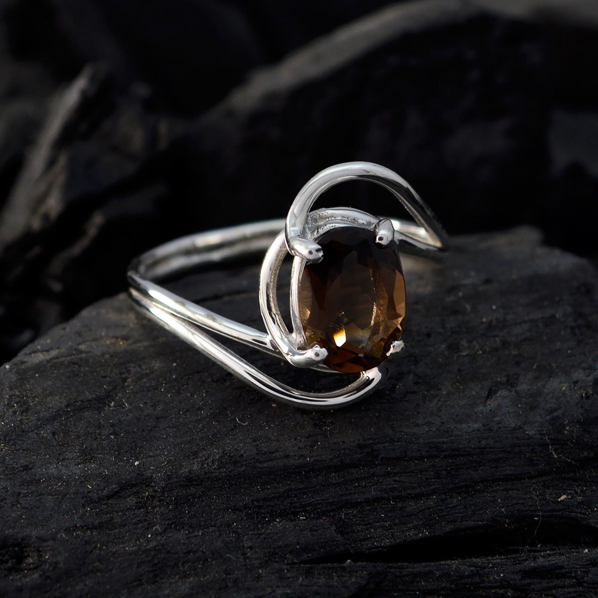 Alina Feminine Brown Solitaire Ring