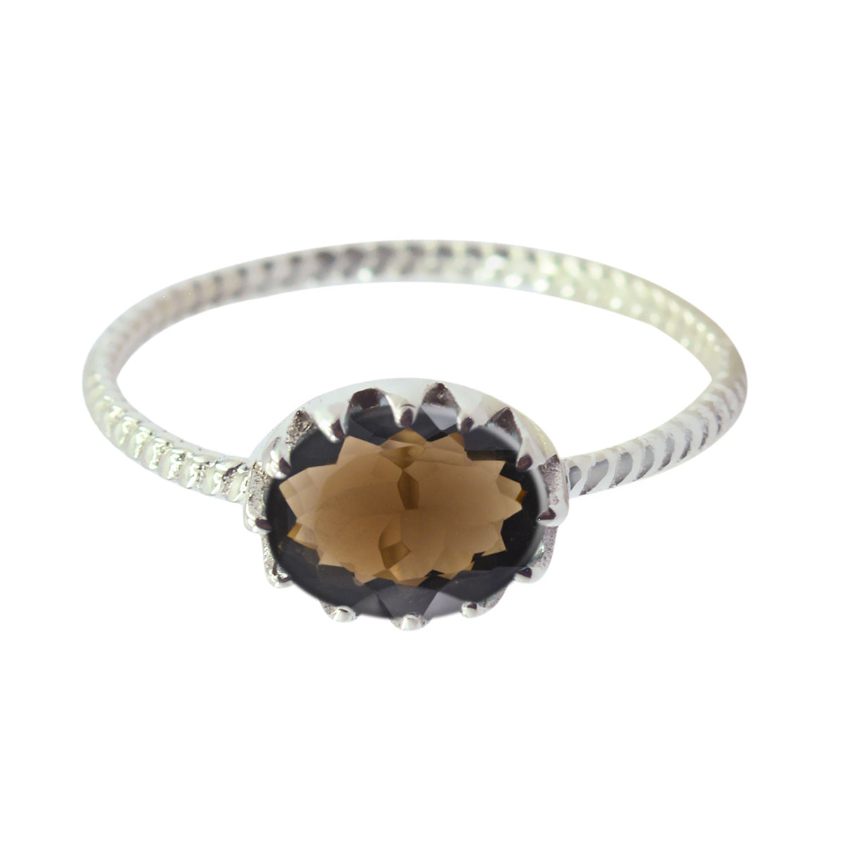 Marie Twist Brown Solitaire Ring Smoky Quartz Brown