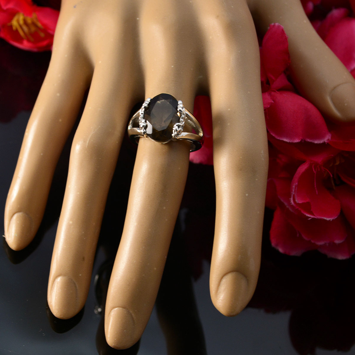 Alejandra Artisan Brown Solitaire Ring
