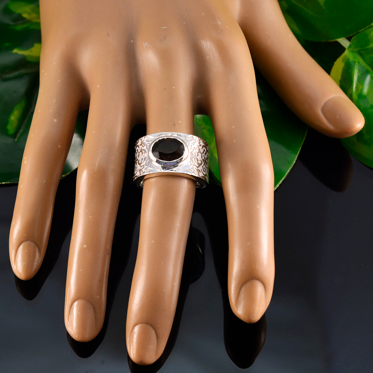 Addison Art Deco Brown Solitaire Ring
