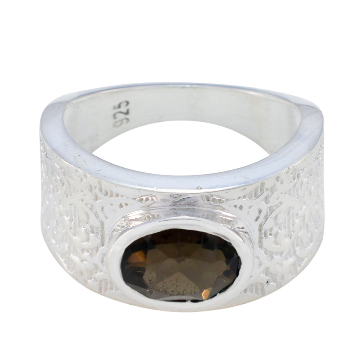 Addison Art Deco Brown Solitaire Ring Smoky Quartz Brown