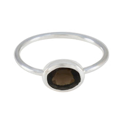 Yuki Sophisticated Brown Solitaire Ring Smoky Quartz Brown