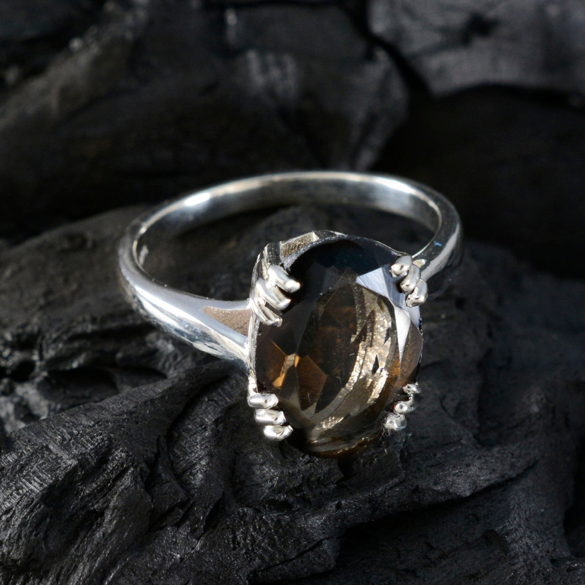 Layla Contemporary Brown Solitaire Ring