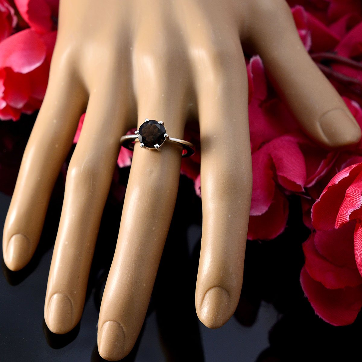 Hannah Feminine Brown Solitaire Ring