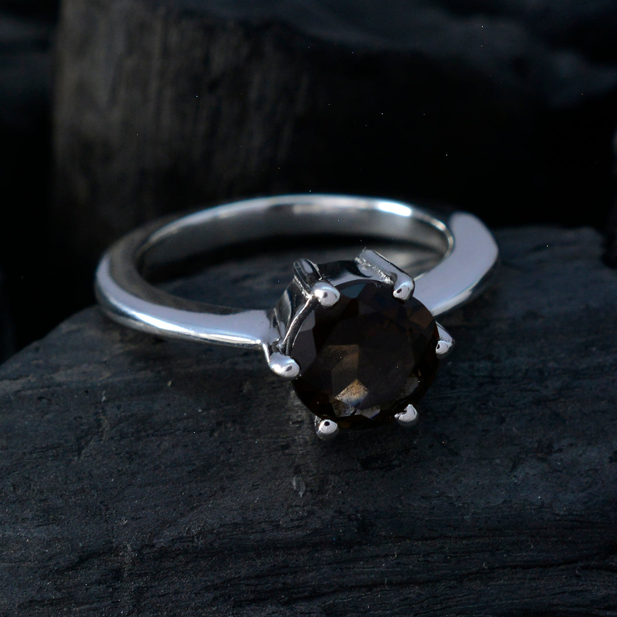 Hannah Feminine Brown Solitaire Ring