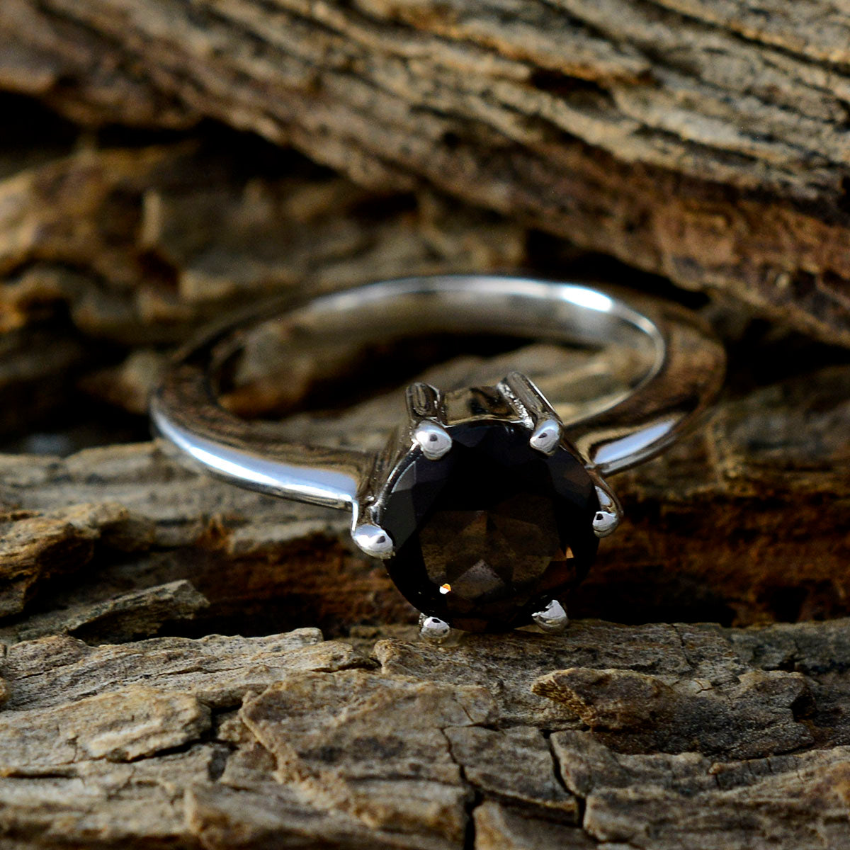 Hannah Feminine Brown Solitaire Ring