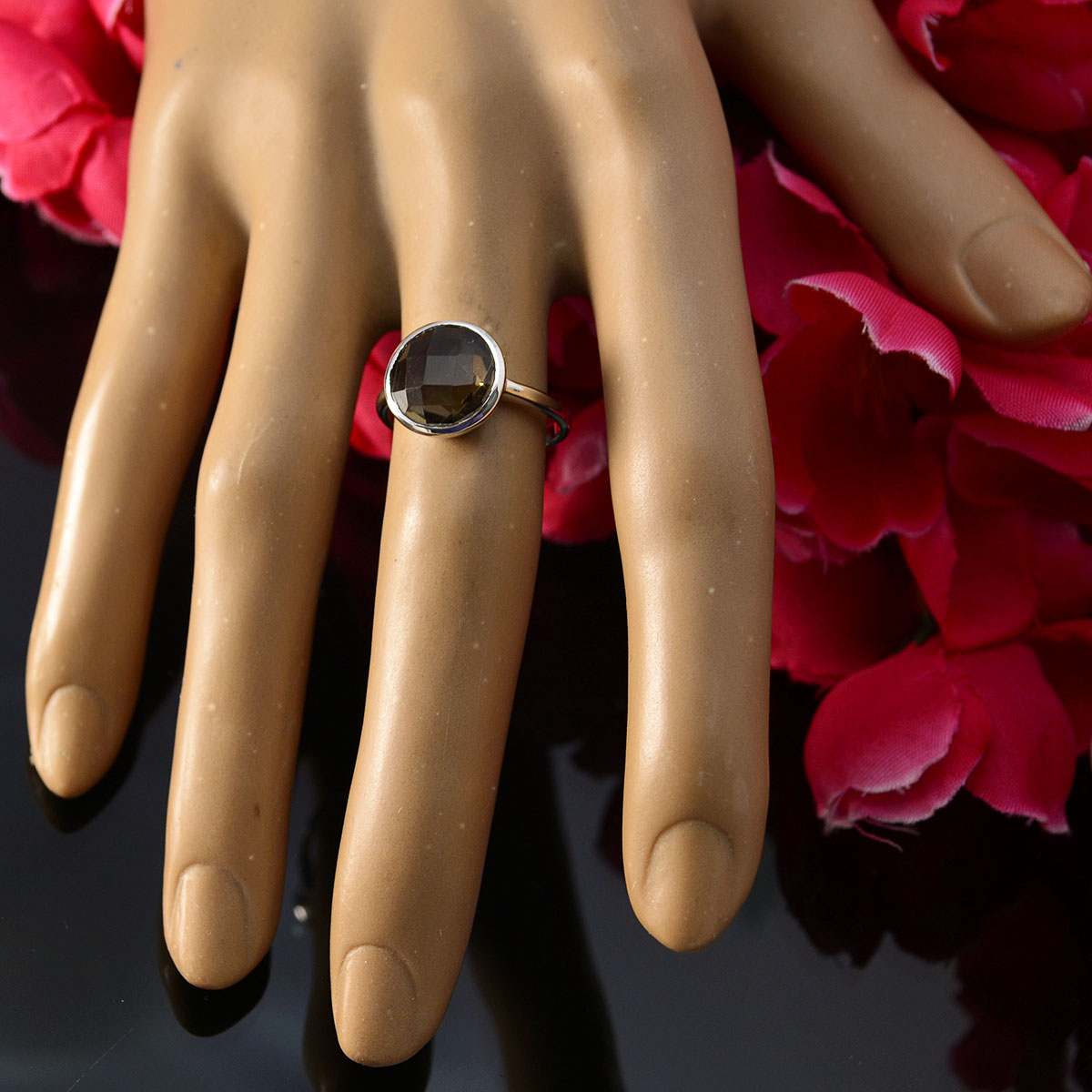 Anna Sophisticated Brown Solitaire Ring