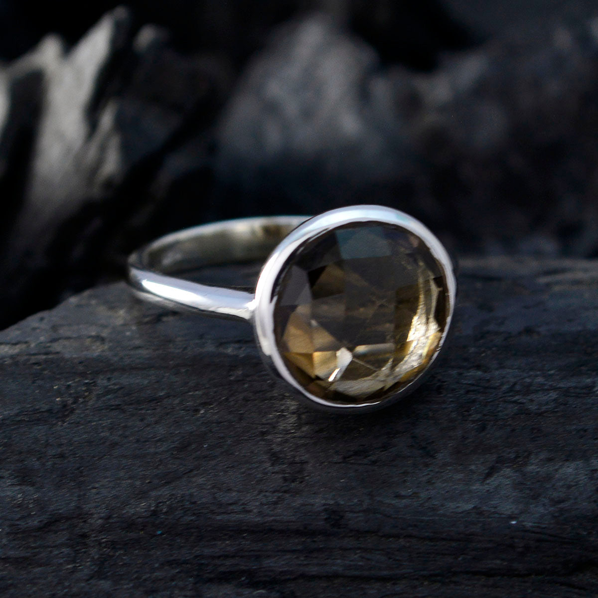 Anna Sophisticated Brown Solitaire Ring