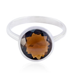Anna Sophisticated Brown Solitaire Ring smoky quartz Brown