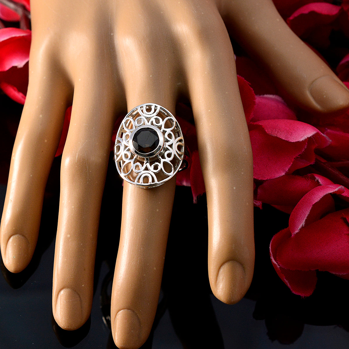 Chloe Filigree Brown Solitaire Ring