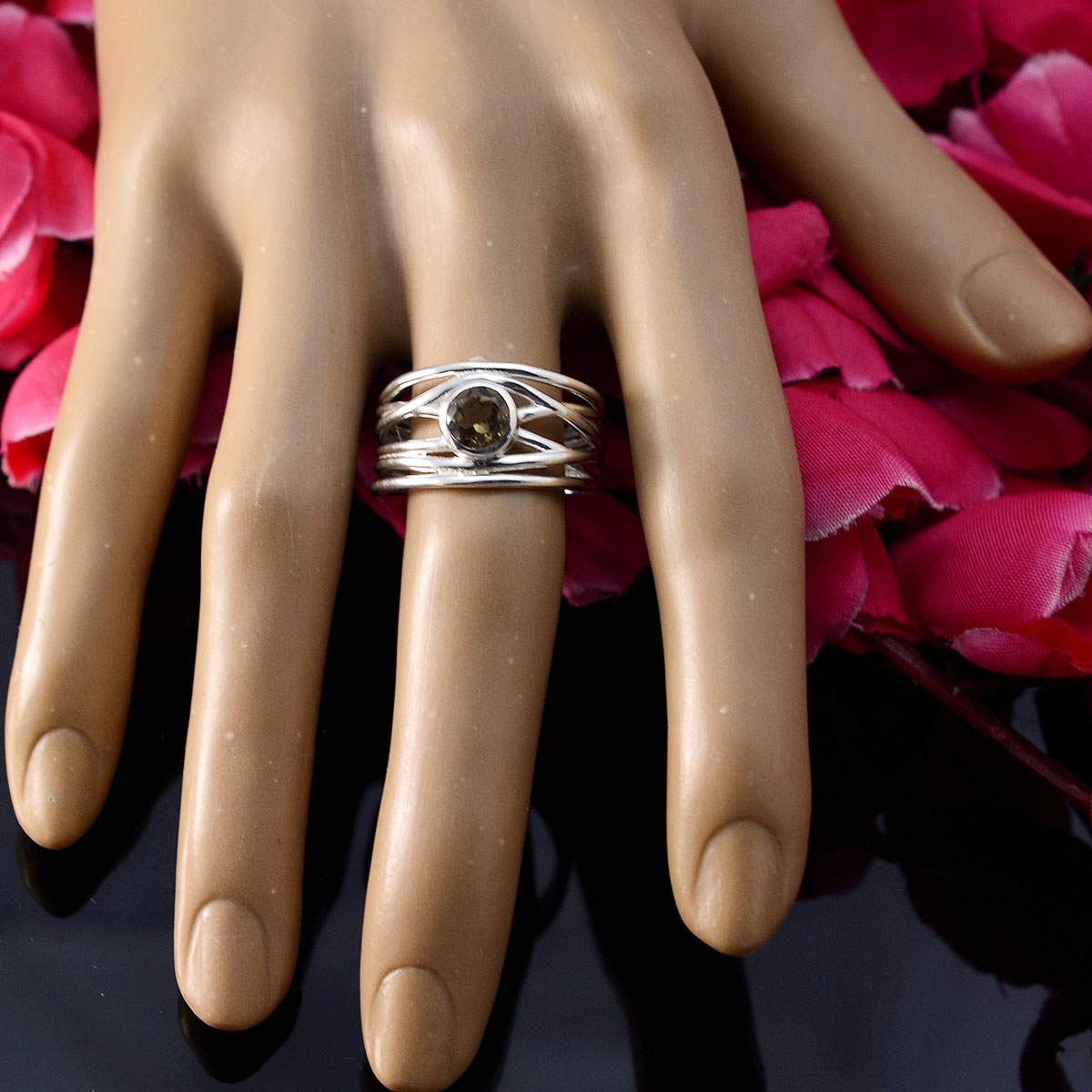 Luna Rope-Wire Brown Solitaire Band