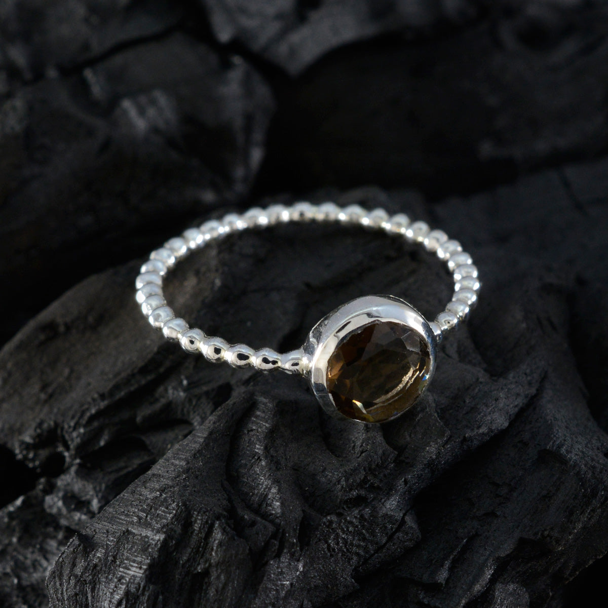 Maria Twist Brown Solitaire Ring
