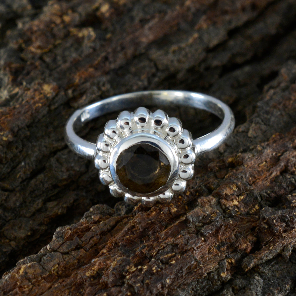 Ida Glamorous Brown Solitaire Ring