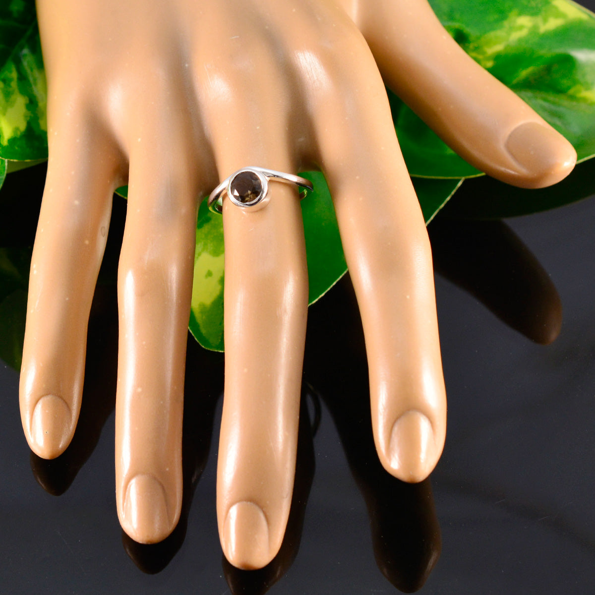 Araya Abstract Brown Solitaire Ring