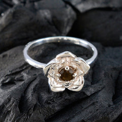 Dewi Floral Brown Solitaire Ring