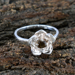 Dewi Floral Brown Solitaire Ring