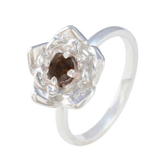 Dewi Floral Brown Solitaire Ring