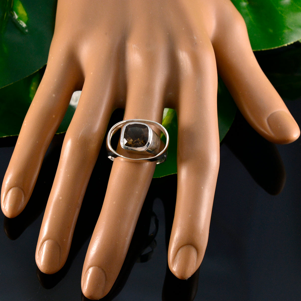 Luna Abstract Brown Solitaire Ring