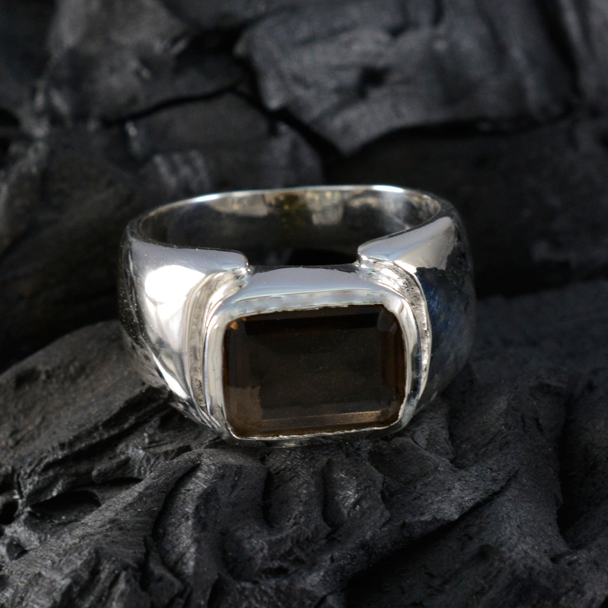 Riley Contemporary Brown Solitaire Ring