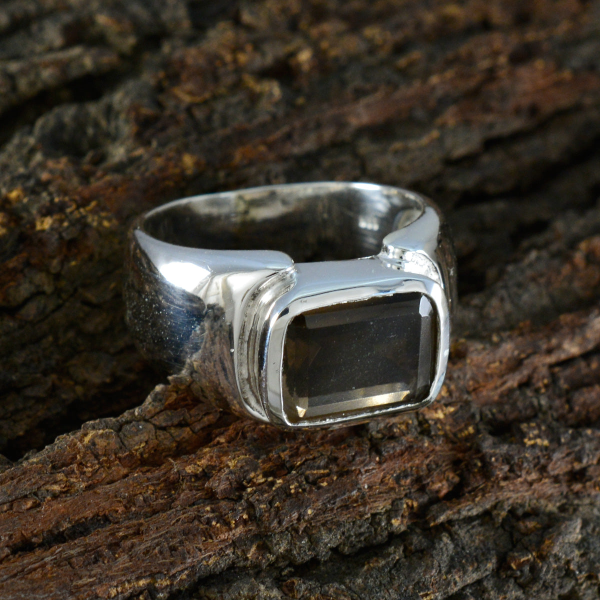 Riley Contemporary Brown Solitaire Ring
