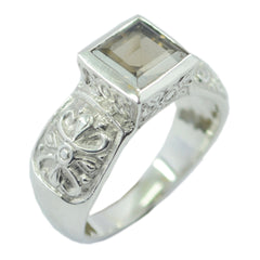Saanvi Art Deco Brown Solitaire Ring smoky quartz Brown