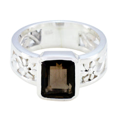 Riya Art Deco Brown Solitaire Band smoky quartz Brown