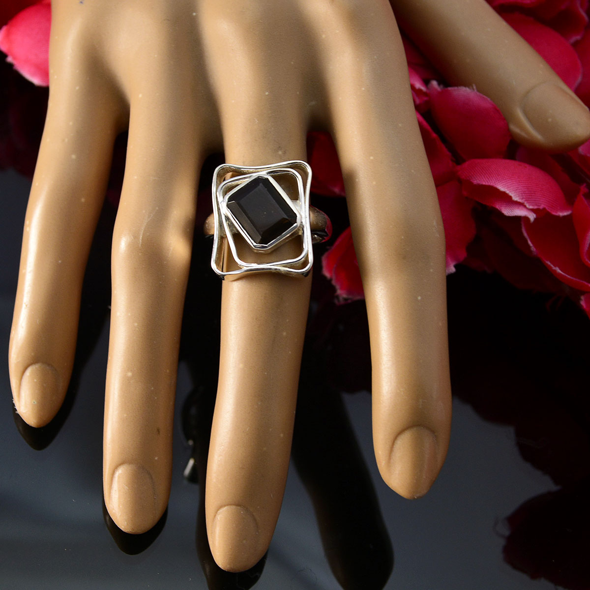 Aisha Signet Brown Solitaire Ring