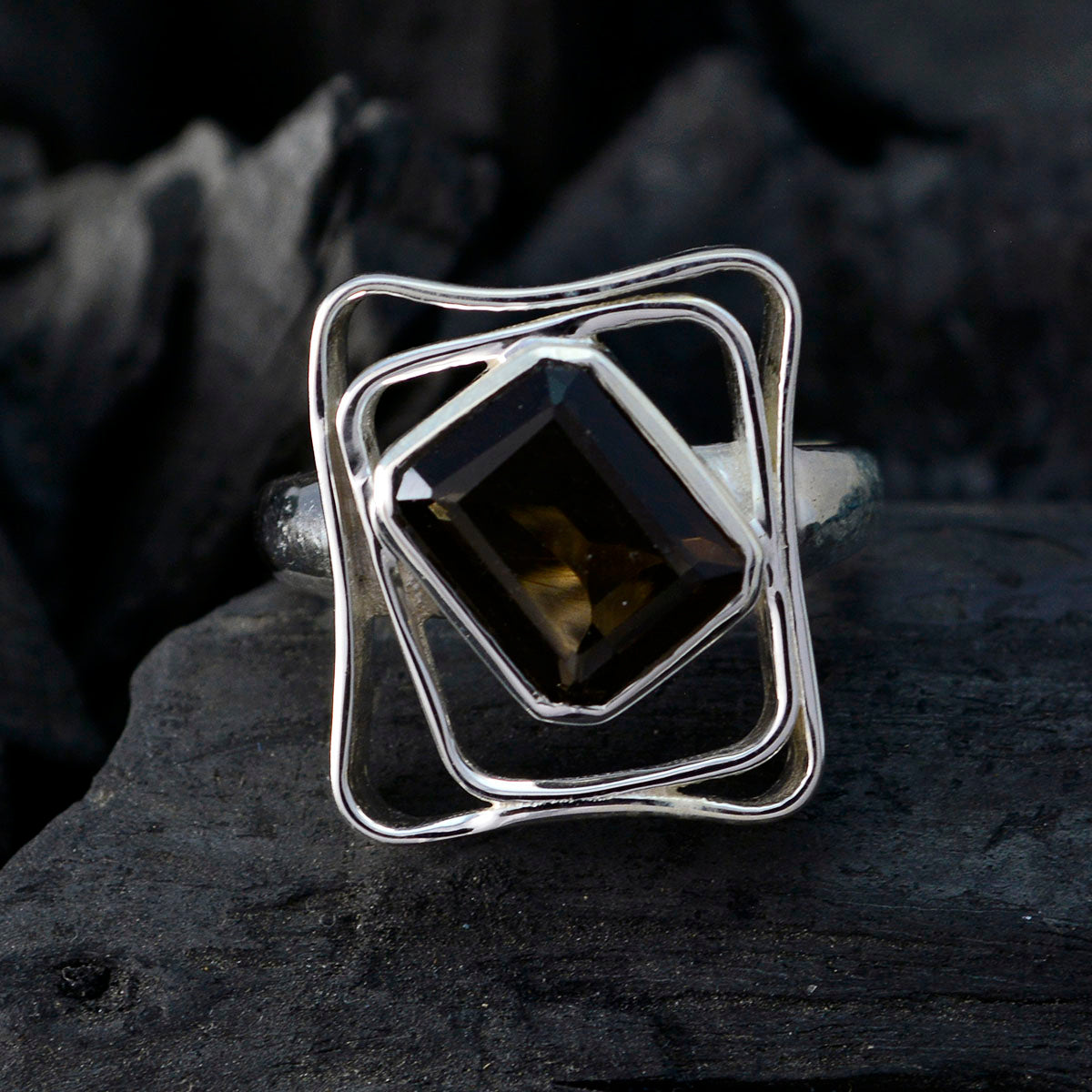 Aisha Signet Brown Solitaire Ring
