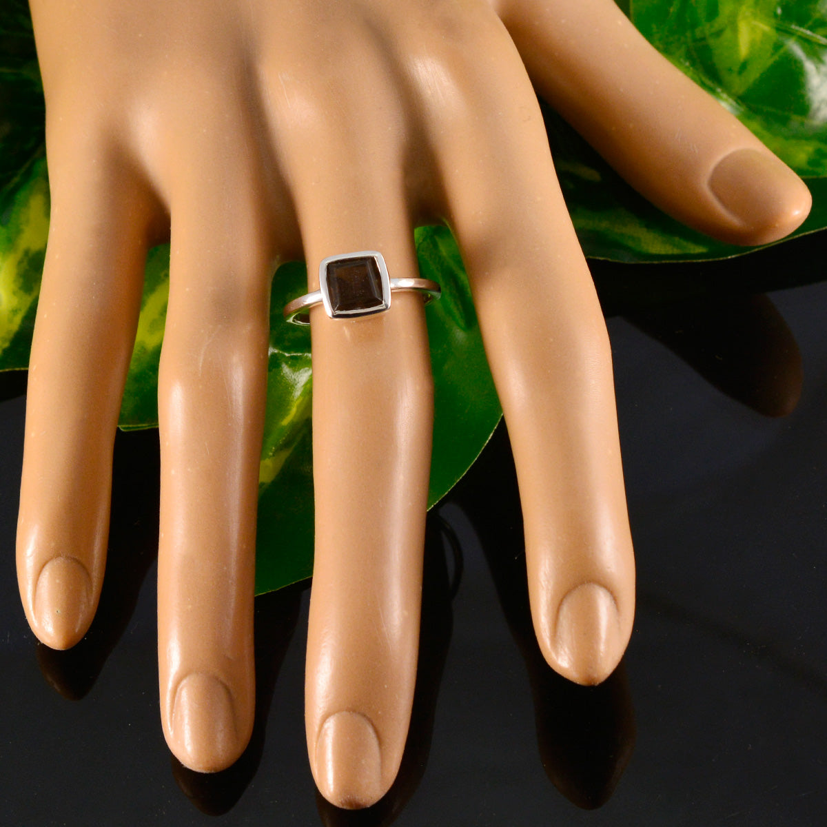 Aiko Contemporary Brown Solitaire Ring